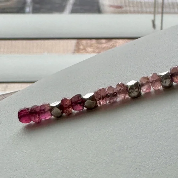 Pink Tourmaline Sterling Silver Y/ Lariat Necklace MADE TO ORDER - Picture 3 of 4